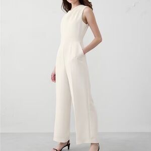 Banana Republic Factory Cream Sleeveless Jumpsuit